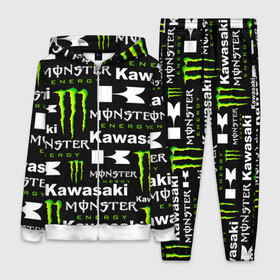 Женский костюм 3D с принтом KAWASAKI X MONSTER ENERGY в Белгороде,  |  | kawasaki | monster energy | motorcycle | motosport | racing | speed | sport | байк | гонки | двигатель | кавасаки | монстер энерджи. | мото | мотокросс | мотоспорт | мототриал | мотоцикл | скорость | спорт