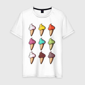 Мужская футболка хлопок с принтом Мороженки в Белгороде, 100% хлопок | прямой крой, круглый вырез горловины, длина до линии бедер, слегка спущенное плечо. | alcrem | icecream | russia | вкусная еда | вкусно | вкусняшки | десерт | еда | жара | красота | лето | мороженое | мороженое в рожке | отдых | россия | сладко | сладости | эмоции