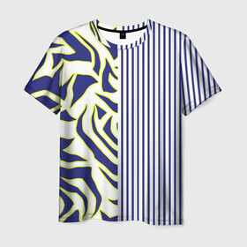 Мужская футболка 3D с принтом Зебра в Белгороде, 100% полиэфир | прямой крой, круглый вырез горловины, длина до линии бедер | абстракция | геометрия | огонь | половина | полосы | спорт