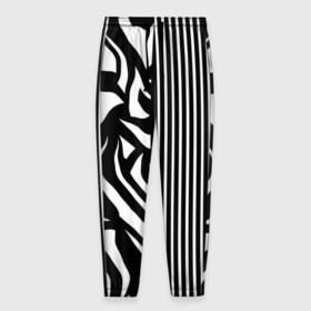 Мужские брюки 3D с принтом Зебрик в Белгороде, 100% полиэстер | манжеты по низу, эластичный пояс регулируется шнурком, по бокам два кармана без застежек, внутренняя часть кармана из мелкой сетки | абстракция | геометрия | полоса | полоска | полосы | черно белое | черный
