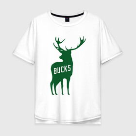 Мужская футболка хлопок Oversize с принтом NBA - Bucks в Белгороде, 100% хлопок | свободный крой, круглый ворот, “спинка” длиннее передней части | antetokounmpo | basketball | bucks | giannis | milwaukee | mvp | nba | sport | streetball | адетокумбо | бакс | баскетбол | игра | милуоки | мяч | нба | олень | спорт | стритбол | тренер | чемпион | янис