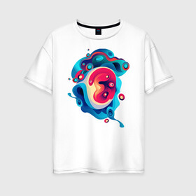 Женская футболка хлопок Oversize с принтом Зарождение жизни в Белгороде, 100% хлопок | свободный крой, круглый ворот, спущенный рукав, длина до линии бедер
 | abstractio | абстракция | абстрогирование | кривые | неопознанное | пятно | эмбрион