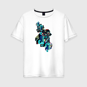 Женская футболка хлопок Oversize с принтом Геометрия в Белгороде, 100% хлопок | свободный крой, круглый ворот, спущенный рукав, длина до линии бедер
 | abstractio | абстракцтя | геометрия | движение | квадраты | круги | линии | пространство | фигуры