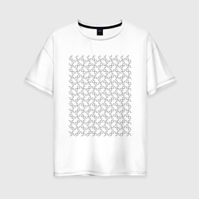 Женская футболка хлопок Oversize с принтом Пазл в Белгороде, 100% хлопок | свободный крой, круглый ворот, спущенный рукав, длина до линии бедер
 | игра | очертания | пазл | сетка | элементы