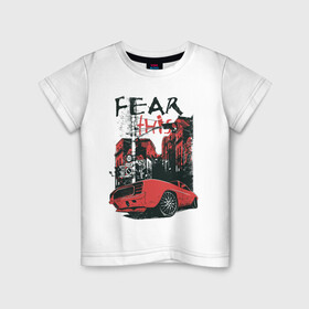 Детская футболка хлопок с принтом Fear this в Белгороде, 100% хлопок | круглый вырез горловины, полуприлегающий силуэт, длина до линии бедер | fear this | ford | автомобиль | бойтесь этого | город | здания | знак | машина | форд