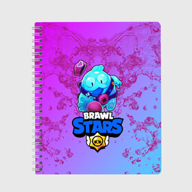 Тетрадь с принтом BRAWL STARS SQUEAK: СКВИК. в Белгороде, 100% бумага | 48 листов, плотность листов — 60 г/м2, плотность картонной обложки — 250 г/м2. Листы скреплены сбоку удобной пружинной спиралью. Уголки страниц и обложки скругленные. Цвет линий — светло-серый
 | Тематика изображения на принте: brawl stars | leon | sally leon | shark | werewolf leon | акула | бравл старс | оборотень | сквик squeak