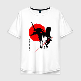 Мужская футболка хлопок Oversize с принтом ЕВА-02 | RED SUN в Белгороде, 100% хлопок | свободный крой, круглый ворот, “спинка” длиннее передней части | anime | eva | evangelion | nerv | аниме | анимэ | ева | евангилион | нерв | роботы | рэй | синдзи | япония
