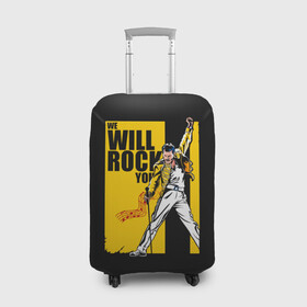 Чехол для чемодана 3D с принтом We will rock you в Белгороде, 86% полиэфир, 14% спандекс | двустороннее нанесение принта, прорези для ручек и колес | alternative | metall | music | queen | qween | rock | альтернатива | квин | куин | металл | музыка | рок | фредди меркьюри
