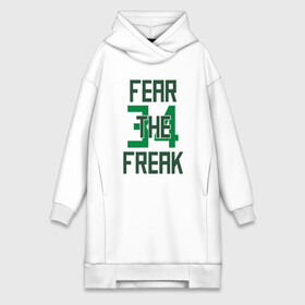 Платье-худи хлопок с принтом Fear The Freak 34 в Белгороде,  |  | Тематика изображения на принте: antetokounmpo | basketball | bucks | giannis | milwaukee | mvp | nba | sport | streetball | адетокумбо | бакс | баскетбол | игра | милуоки | мяч | нба | олень | спорт | стритбол | тренер | чемпион | янис