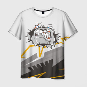 Мужская футболка 3D с принтом Морда бульдога в Белгороде, 100% полиэфир | прямой крой, круглый вырез горловины, длина до линии бедер | dog | бульдог | злой | пес | псина | собака | собачка | сторожевой пес
