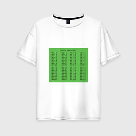 Женская футболка хлопок Oversize с принтом Таблица Умножения! в Белгороде, 100% хлопок | свободный крой, круглый ворот, спущенный рукав, длина до линии бедер
 | арифметика | ботану | математика | таблица | тетрадь | умножение | универ. | уроки | учителю