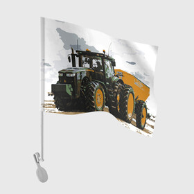 Флаг для автомобиля с принтом JOHN DEERE I Джон Дир! в Белгороде, 100% полиэстер | Размер: 30*21 см | john deere | агроном | джон дир | земля | природа | работяга. | сельскохозяйственная техника | трактор | тракторист | труд