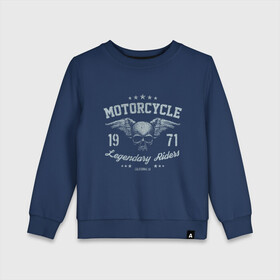 Детский свитшот хлопок с принтом MOTORCYCLE 1971 в Белгороде, 100% хлопок | круглый вырез горловины, эластичные манжеты, пояс и воротник | moto | motorcycle | байк | байкерам | байкеру | гонщик | мото | мотокросс | мотоцикл | мотоциклы | спорт байк | спортбайк | транспорт