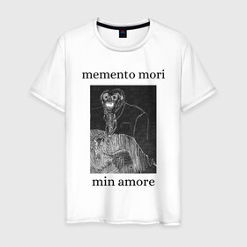 Мужская футболка хлопок с принтом memento mori  в Белгороде, 100% хлопок | прямой крой, круглый вырез горловины, длина до линии бедер, слегка спущенное плечо. | 