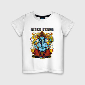 Детская футболка хлопок с принтом Музыкальный слон в Белгороде, 100% хлопок | круглый вырез горловины, полуприлегающий силуэт, длина до линии бедер | disco | диск | животное | звезда | звезды | микрофон | огонь | слон | хобот