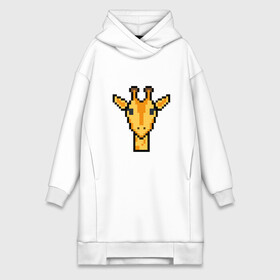 Платье-худи хлопок с принтом Tired Giraffe в Белгороде,  |  | animal | censored | giraffe | pixel art | tired | животное | жираф | пиксель арт | усталый