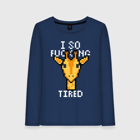 Женский лонгслив хлопок с принтом Tired Giraffe в Белгороде, 100% хлопок |  | animal | censored | giraffe | pixel art | tired | животное | жираф | пиксель арт | усталый