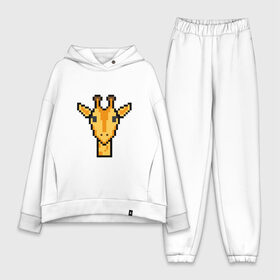 Женский костюм хлопок Oversize с принтом Tired Giraffe в Белгороде,  |  | animal | censored | giraffe | pixel art | tired | животное | жираф | пиксель арт | усталый