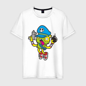 Мужская футболка хлопок с принтом Crazy Bomberman в Белгороде, 100% хлопок | прямой крой, круглый вырез горловины, длина до линии бедер, слегка спущенное плечо. | bomberman | crazy | бомба | бомбермен | бомбермэн | оружие