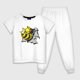 Детская пижама хлопок с принтом Оса 3D в Белгороде, 100% хлопок |  брюки и футболка прямого кроя, без карманов, на брюках мягкая резинка на поясе и по низу штанин
 | 3d | жало | мед | насекомое | оса | пчела