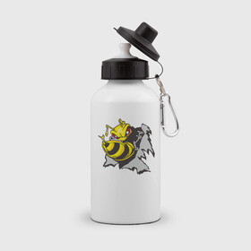 Бутылка спортивная с принтом Оса 3D в Белгороде, металл | емкость — 500 мл, в комплекте две пластиковые крышки и карабин для крепления | 3d | жало | мед | насекомое | оса | пчела