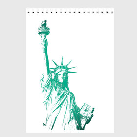 Скетчбук с принтом Статуя Свободы в Белгороде, 100% бумага
 | 48 листов, плотность листов — 100 г/м2, плотность картонной обложки — 250 г/м2. Листы скреплены сверху удобной пружинной спиралью | америка | нью йорк | свобода | статуя свободы | сша