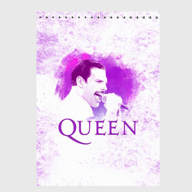 Скетчбук с принтом Freddie Mercury | Queen (Z) в Белгороде, 100% бумага
 | 48 листов, плотность листов — 100 г/м2, плотность картонной обложки — 250 г/м2. Листы скреплены сверху удобной пружинной спиралью | freddie mercury | music | queen | брайан мэй | глэм рок | джон дикон | квин | королева | музыка | поп рок | роджер тейлор | фредди меркьюри | хард рок