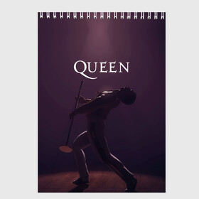 Скетчбук с принтом Freddie Mercury | Queen (Z) в Белгороде, 100% бумага
 | 48 листов, плотность листов — 100 г/м2, плотность картонной обложки — 250 г/м2. Листы скреплены сверху удобной пружинной спиралью | freddie mercury | music | queen | брайан мэй | глэм рок | джон дикон | квин | королева | музыка | поп рок | роджер тейлор | фредди | фредди меркьюри | фреди | хард рок