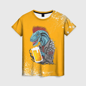 Женская футболка 3D с принтом Пивозавр - Взрыв в Белгороде, 100% полиэфир ( синтетическое хлопкоподобное полотно) | прямой крой, круглый вырез горловины, длина до линии бедер | dinosaur | pivo | pivozavr | взрыв | динозавр | краска | прикол