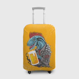 Чехол для чемодана 3D с принтом Пивозавр - Взрыв в Белгороде, 86% полиэфир, 14% спандекс | двустороннее нанесение принта, прорези для ручек и колес | dinosaur | pivo | pivozavr | взрыв | динозавр | краска | прикол