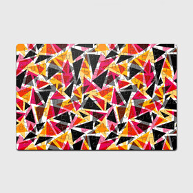Головоломка Пазл магнитный 126 элементов с принтом Разноцветные треугольники в Белгороде, полимерный материал с магнитным слоем | 126 деталей, размер изделия —  180*270 мм | Тематика изображения на принте: абстрактный | геометрические фигуры | геометрический узор | желтый | красный | полигональный | разноцветный | треугольники | черный