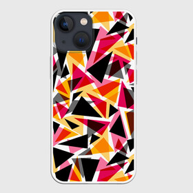 Чехол для iPhone 13 mini с принтом Разноцветные треугольники в Белгороде,  |  | абстрактный | геометрические фигуры | геометрический узор | желтый | красный | полигональный | разноцветный | треугольники | черный