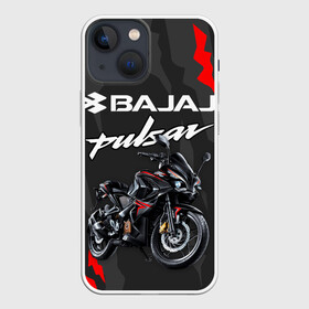 Чехол для iPhone 13 mini с принтом BAJAJ PULSAR   БАДЖАДЖ ПУЛЬСАР в Белгороде,  |  | avenger. | bajaj | boxer | dominar | motorcycle | motosport | pulsar | racing | speed | sport | баджадж | байк | гонки | двигатель | мото | мотокросс | мотоспорт | мототриал | мотоцикл | скорость | спорт