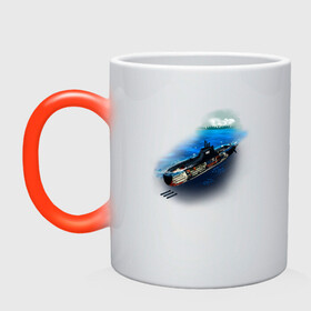 Кружка хамелеон с принтом Подводная лодка в Белгороде, керамика | меняет цвет при нагревании, емкость 330 мл | Тематика изображения на принте: день вмф | иллюстрация | лодка | море | моряк | подводник