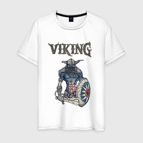 Мужская футболка хлопок с принтом Викинг | Viking | Воин (Z) в Белгороде, 100% хлопок | прямой крой, круглый вырез горловины, длина до линии бедер, слегка спущенное плечо. | scandinavian | skull | valhala | valhalla | viking | vikings | warriros | вальхала | викинг | воин | скандинавия | скандинавская мифология | череп
