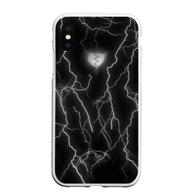 Чехол для iPhone XS Max матовый с принтом Разбитое сердце в Белгороде, Силикон | Область печати: задняя сторона чехла, без боковых панелей | иероглифы | луна | молния | сердце | сердце разбитое | черно белый