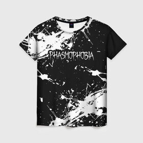 Женская футболка 3D с принтом Phasmophobia  краска в Белгороде, 100% полиэфир ( синтетическое хлопкоподобное полотно) | прямой крой, круглый вырез горловины, длина до линии бедер | horror | phasmophobia | игра | пхасмафобия | пхасмофобия | фазмофобия | фасмофобия | хоррор