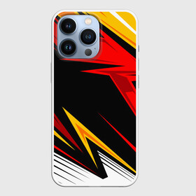 Чехол для iPhone 13 Pro с принтом КРАСНО ЖЕЛТЫЙ СПОРТ | SPORT в Белгороде,  |  | 3d | abstraction | geometry | hexagon | neon | paints | red | stripes | texture | yellow | абстракция | брызги | геометрия | желтый | краски | красный | неон | неоновый | разлом | соты | текстура