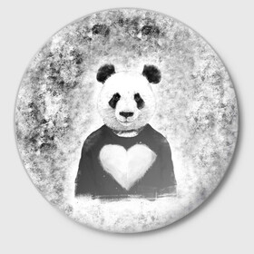 Значок с принтом Панда Любовь Сердце Меланж  в Белгороде,  металл | круглая форма, металлическая застежка в виде булавки | Тематика изображения на принте: animals | beast | panda | глаза | животные | звери | краски | любовь | меланж | милые | панда | пятна | растения | сердце | серый | цветы | чб | эвкалипт