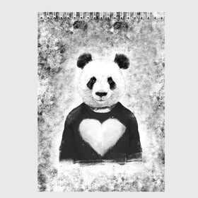 Скетчбук с принтом Панда Любовь Сердце Меланж  в Белгороде, 100% бумага
 | 48 листов, плотность листов — 100 г/м2, плотность картонной обложки — 250 г/м2. Листы скреплены сверху удобной пружинной спиралью | Тематика изображения на принте: animals | beast | panda | глаза | животные | звери | краски | любовь | меланж | милые | панда | пятна | растения | сердце | серый | цветы | чб | эвкалипт