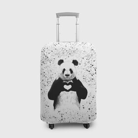 Чехол для чемодана 3D с принтом Панда Любовь Сердце Брызги в Белгороде, 86% полиэфир, 14% спандекс | двустороннее нанесение принта, прорези для ручек и колес | animals | beast | panda | брызги | глаза | животные | звери | краски | любовь | милые | панда | пятна | растения | сердце | серый | точки | цветы | чб | эвкалипт
