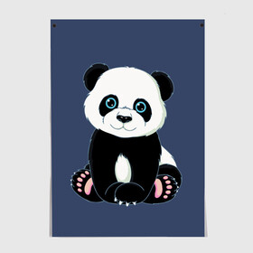 Постер с принтом Милая Панда (Sweet Panda) в Белгороде, 100% бумага
 | бумага, плотность 150 мг. Матовая, но за счет высокого коэффициента гладкости имеет небольшой блеск и дает на свету блики, но в отличии от глянцевой бумаги не покрыта лаком | animals | beast | panda | глаза | детям | животные | звери | лапки | милые | мульт | панда | растения | цветы | эвкалипт