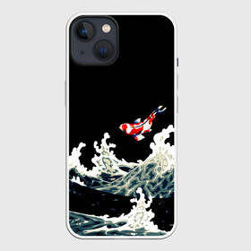 Чехол для iPhone 13 с принтом Карп Кои Волна Япония Рыба в Белгороде,  |  | Тематика изображения на принте: fish | japan | koi | ocean | sea | style | waves | аниме | вода | волны | животные | иероглифы | карпы | кои | культура | море | надпись | океан | рыбы | стиль | япония