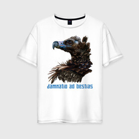 Женская футболка хлопок Oversize с принтом Стервятник в Белгороде, 100% хлопок | свободный крой, круглый ворот, спущенный рукав, длина до линии бедер
 | гриф | латынь | орел | птица | стервятник | хищная птица | хищник