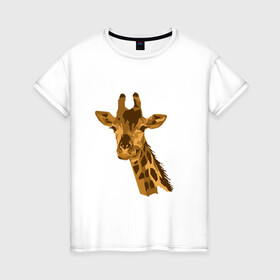 Женская футболка хлопок с принтом Жираф Жора в Белгороде, 100% хлопок | прямой крой, круглый вырез горловины, длина до линии бедер, слегка спущенное плечо | долгошей | друг. | жираф | зверь | магадаскар | саванна | экзотика