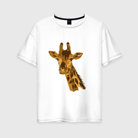 Женская футболка хлопок Oversize с принтом Жираф Жора в Белгороде, 100% хлопок | свободный крой, круглый ворот, спущенный рукав, длина до линии бедер
 | долгошей | друг. | жираф | зверь | магадаскар | саванна | экзотика