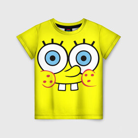 Детская футболка 3D с принтом Губка БОБ в Белгороде, 100% гипоаллергенный полиэфир | прямой крой, круглый вырез горловины, длина до линии бедер, чуть спущенное плечо, ткань немного тянется | губка боб | желтый | квадратные штаны | мультфильм | смайлик. | спанч боб