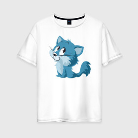 Женская футболка хлопок Oversize с принтом Милый котёнок в Белгороде, 100% хлопок | свободный крой, круглый ворот, спущенный рукав, длина до линии бедер
 | animal | cat | cute | kitty | meow | друг | животные | киска | кися | китти | кот | котенок | котик | котэ | кошечка | кошка | мур | мяу | питомец