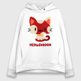 Женское худи Oversize хлопок с принтом Meowshroom в Белгороде, френч-терри — 70% хлопок, 30% полиэстер. Мягкий теплый начес внутри —100% хлопок | боковые карманы, эластичные манжеты и нижняя кромка, капюшон на магнитной кнопке | animal | cat | cute | kitty | meow | друг | животные | киска | кися | китти | кот | котенок | котик | котэ | кошечка | кошка | мур | мяу | питомец