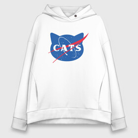 Женское худи Oversize хлопок с принтом Cats NASA в Белгороде, френч-терри — 70% хлопок, 30% полиэстер. Мягкий теплый начес внутри —100% хлопок | боковые карманы, эластичные манжеты и нижняя кромка, капюшон на магнитной кнопке | animal | cat | cute | kitty | meow | nasa | space | друг | животные | киска | кися | китти | космос | кот | котенок | котик | котэ | кошечка | кошка | мур | мяу | питомец